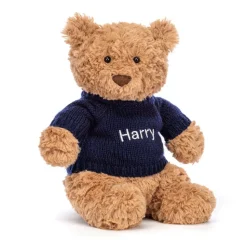 Bartholomew Bear with Personalised Navy Jumper Outlet