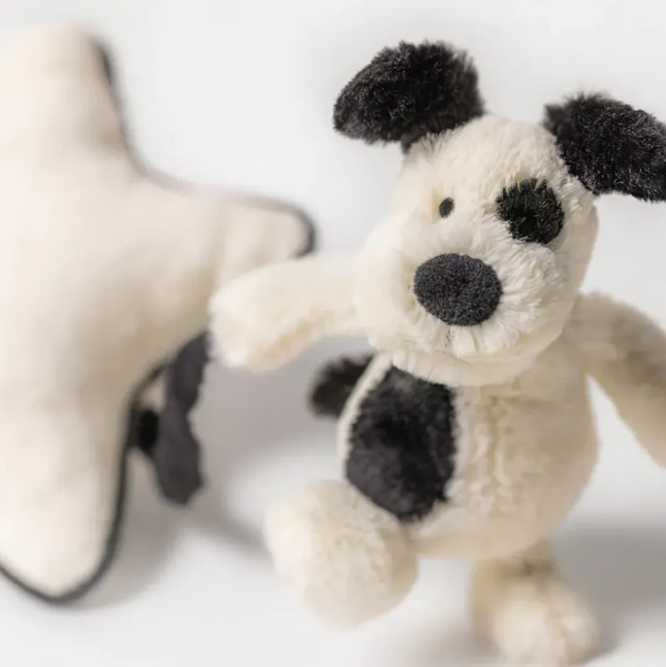 Bashful Black & Cream Puppy Musical Pull New
