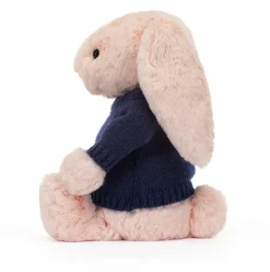 Bashful Blush Bunny with Personalised Navy Jumper Best
