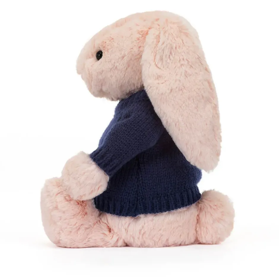 Bashful Blush Bunny with Personalised Navy Jumper Best