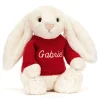 Bashful Cream Bunny with Personalised Red Jumper Hot