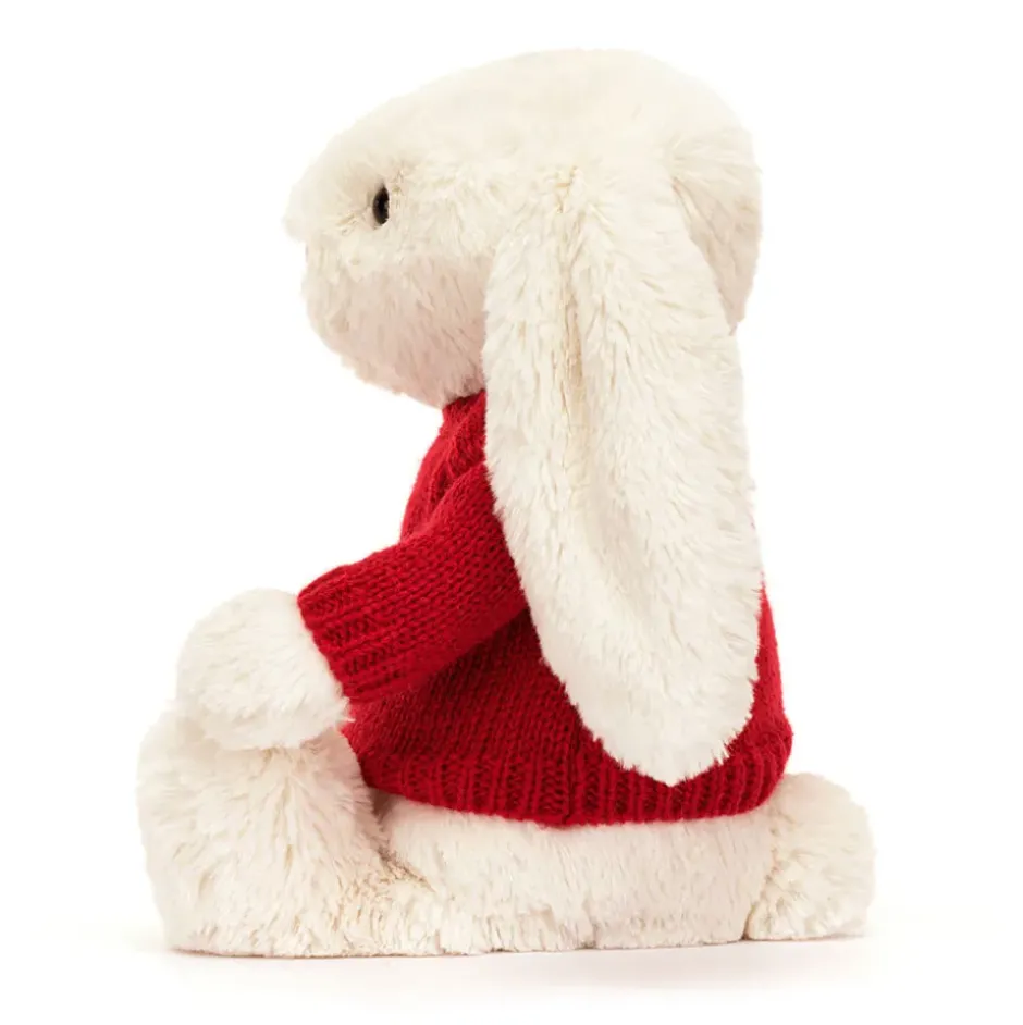 Bashful Cream Bunny with Personalised Red Jumper Hot
