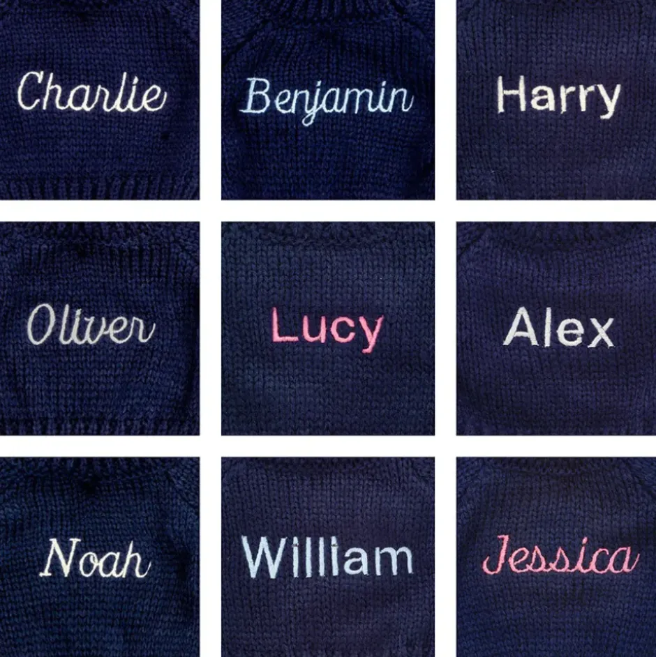 Bashful Cream Kitten with Personalised Navy Jumper