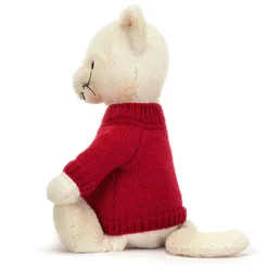 Bashful Cream Kitten with Personalised Red Jumper Sale