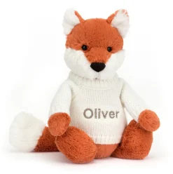 Bashful Fox Cub with Personalised Cream Jumper New