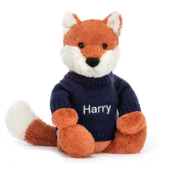 Bashful Fox Cub with Personalised Navy Jumper Sale