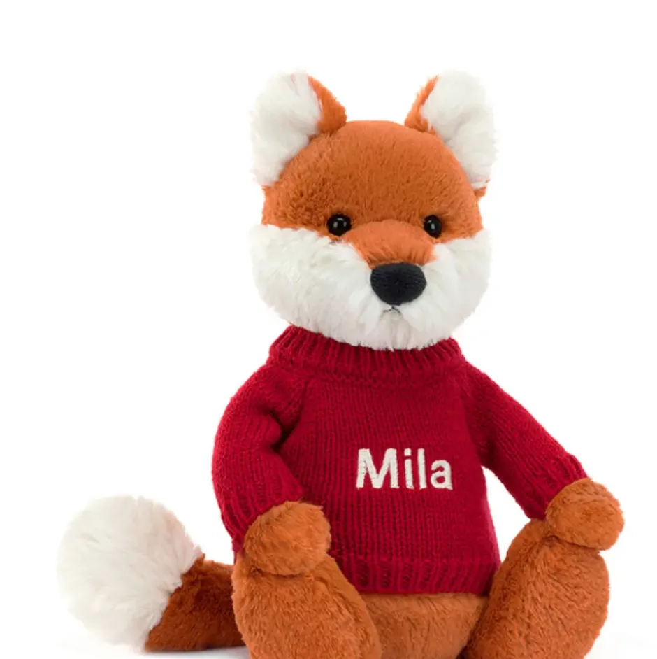 Bashful Fox Cub with Personalised Red Jumper Sale