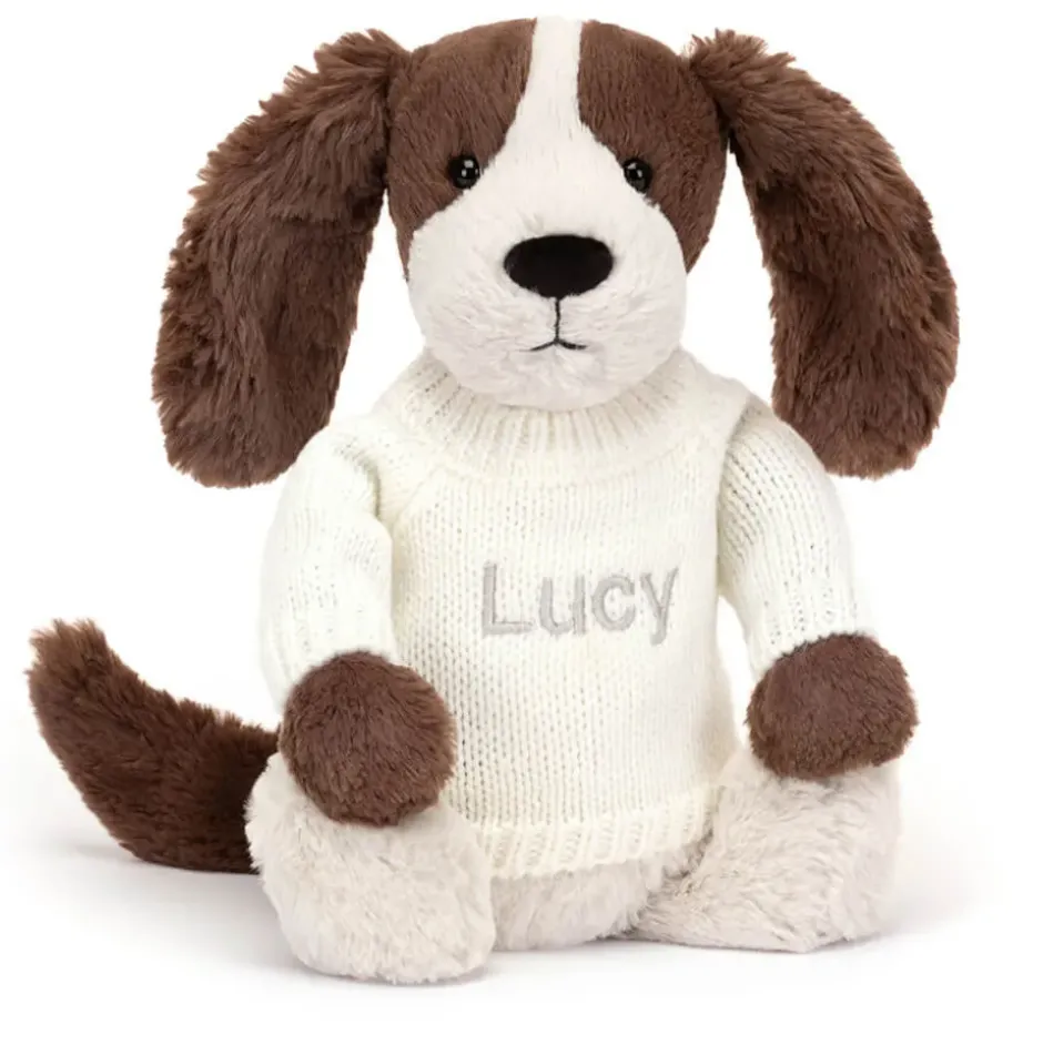 Bashful Fudge Puppy with Personalised Cream Jumper Outlet