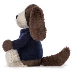 Bashful Fudge Puppy with Personalised Navy Jumper Discount
