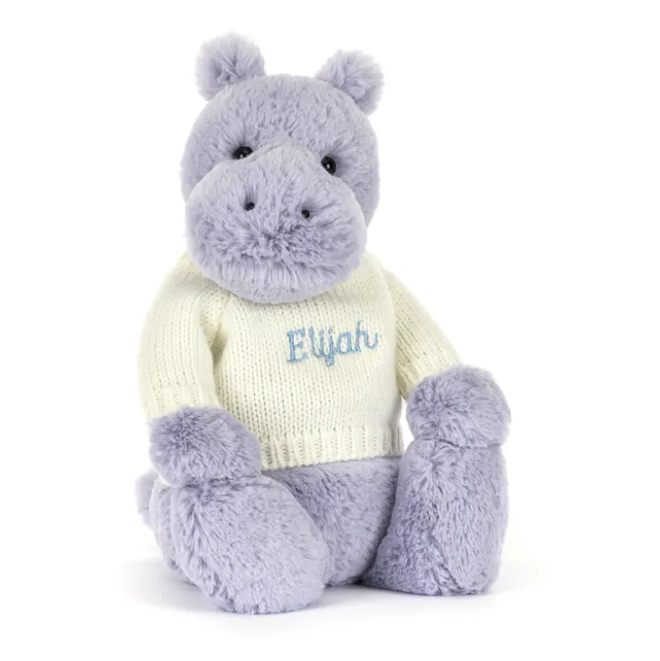 Bashful Hippo with Personalised Cream Jumper New