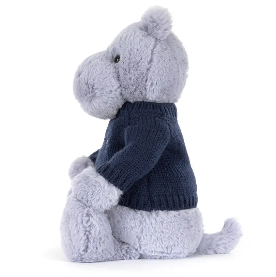 Bashful Hippo with Personalised Navy Jumper New