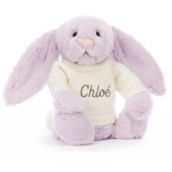 Bashful Lilac Bunny with Personalised Cream Jumper New