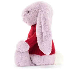 Bashful Lilac Bunny with Personalised Red Jumper