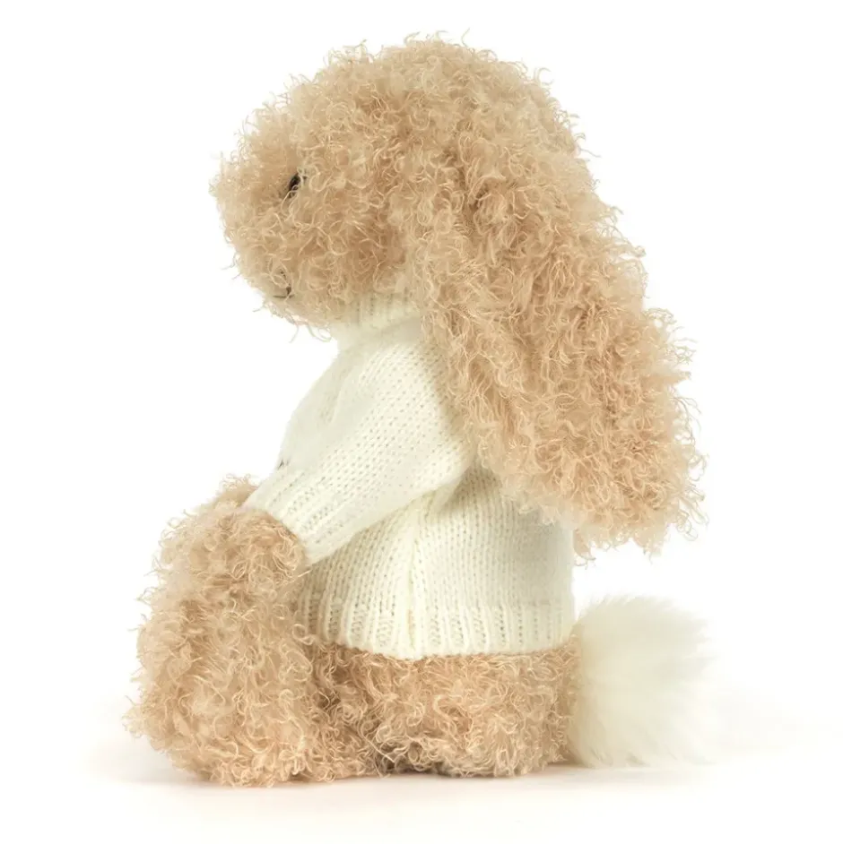 Bashful Luxe Bunny Curly with Personalised Cream Jumper New