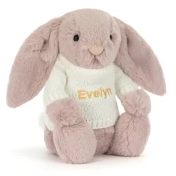 Bashful Luxe Bunny Rosa with Personalised Cream Jumper New