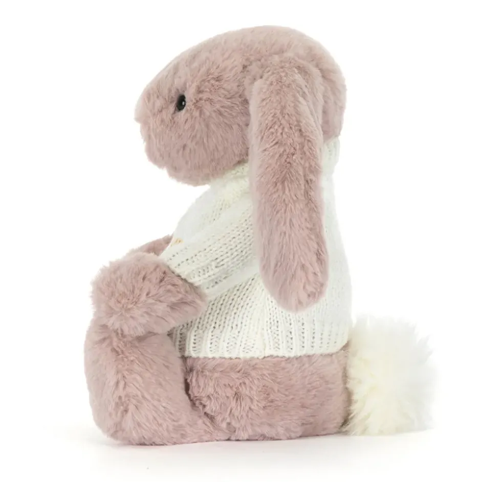 Bashful Luxe Bunny Rosa with Personalised Cream Jumper New