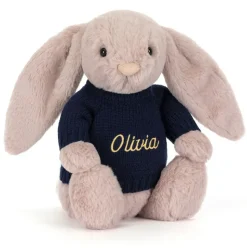 Bashful Luxe Bunny Rosa with Personalised Navy Jumper Online