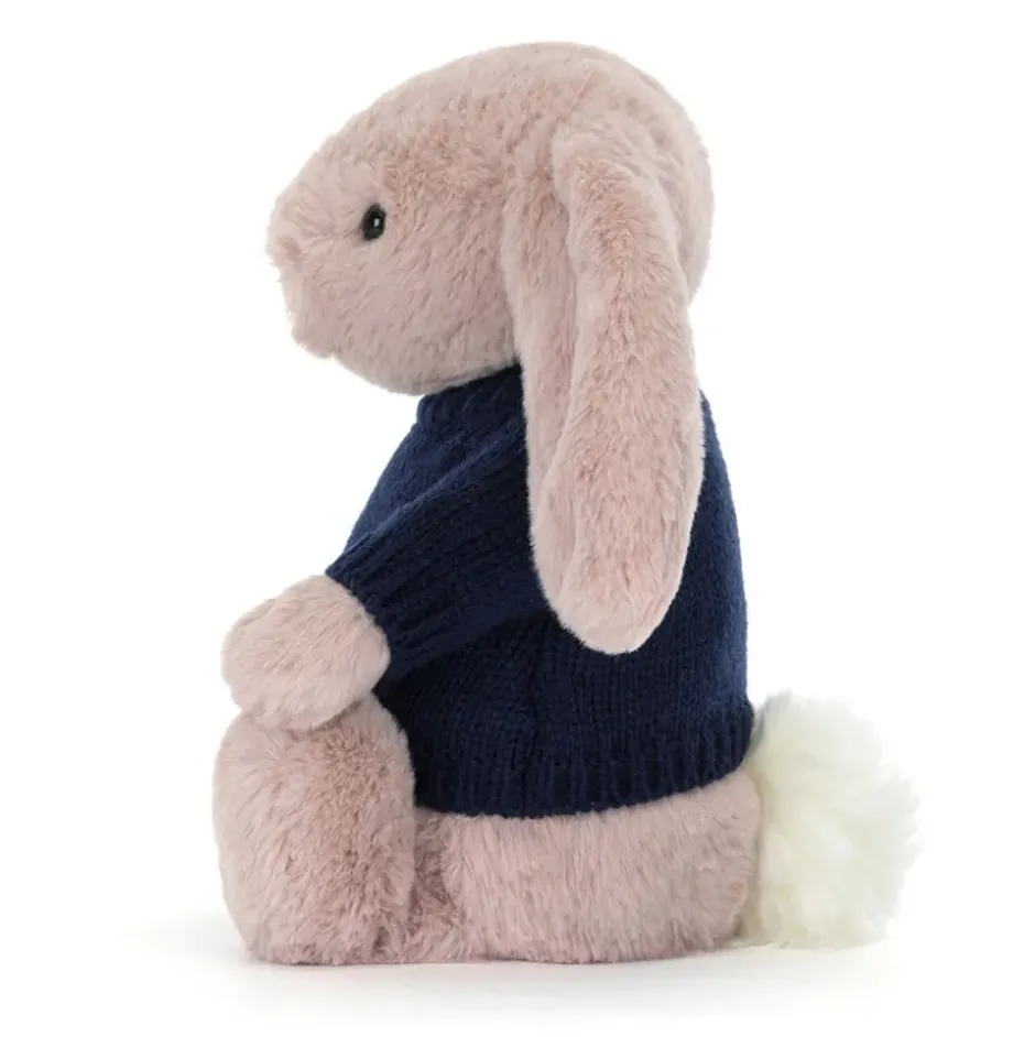 Bashful Luxe Bunny Rosa with Personalised Navy Jumper Online