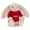 Bashful Luxe Bunny Rosa with Personalised Red Jumper Sale
