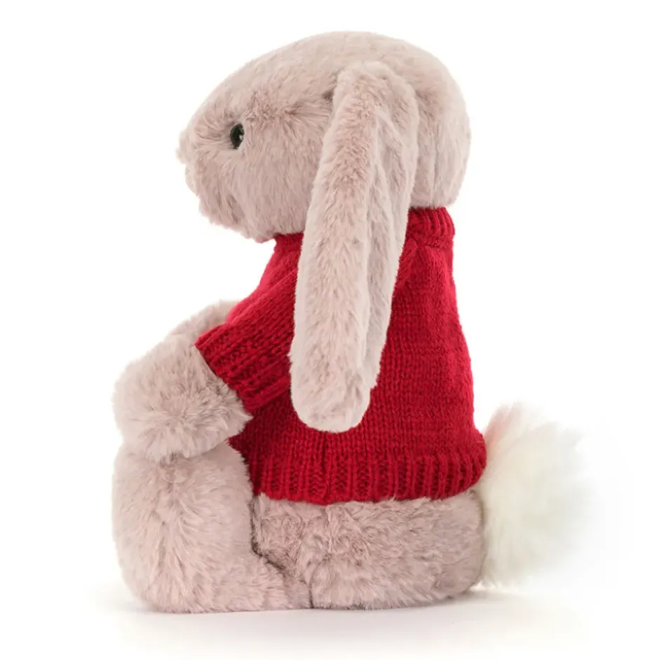 Bashful Luxe Bunny Rosa with Personalised Red Jumper Sale