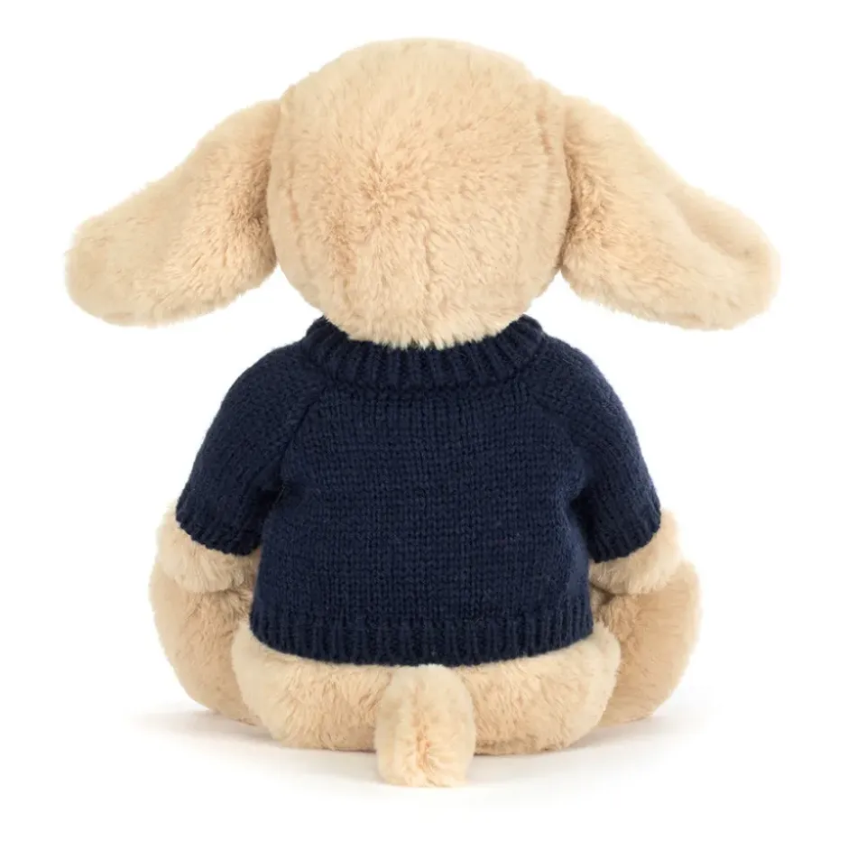 Bashful Luxe Puppy Orlando with Personalised Navy Jumper New
