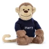 Bashful Monkey with Personalised Navy Jumper