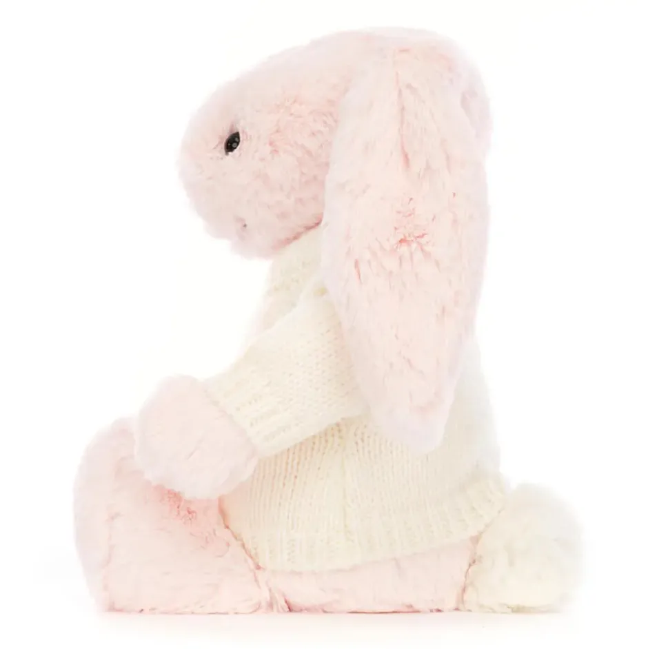 Bashful Pink Bunny with Personalised Cream Jumper Online