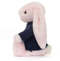 Bashful Pink Bunny with Personalised Navy Jumper Clearance