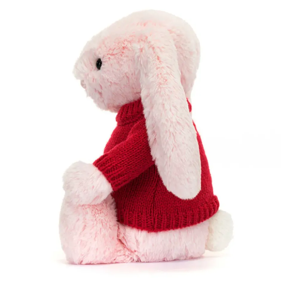 Bashful Pink Bunny with Personalised Red Jumper Online