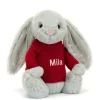 Bashful Shimmer Bunny with Personalised Red Jumper Hot