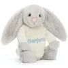 Bashful Silver Bunny with Personalised Cream Jumper Hot