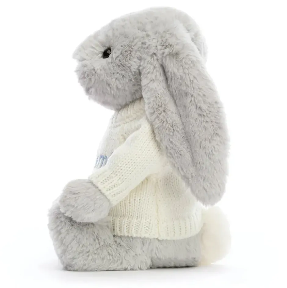 Bashful Silver Bunny with Personalised Cream Jumper Hot