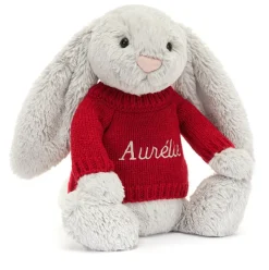 Bashful Silver Bunny with Personalised Red Jumper Sale