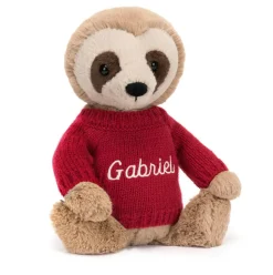 Bashful Sloth with Personalised Red Jumper Clearance