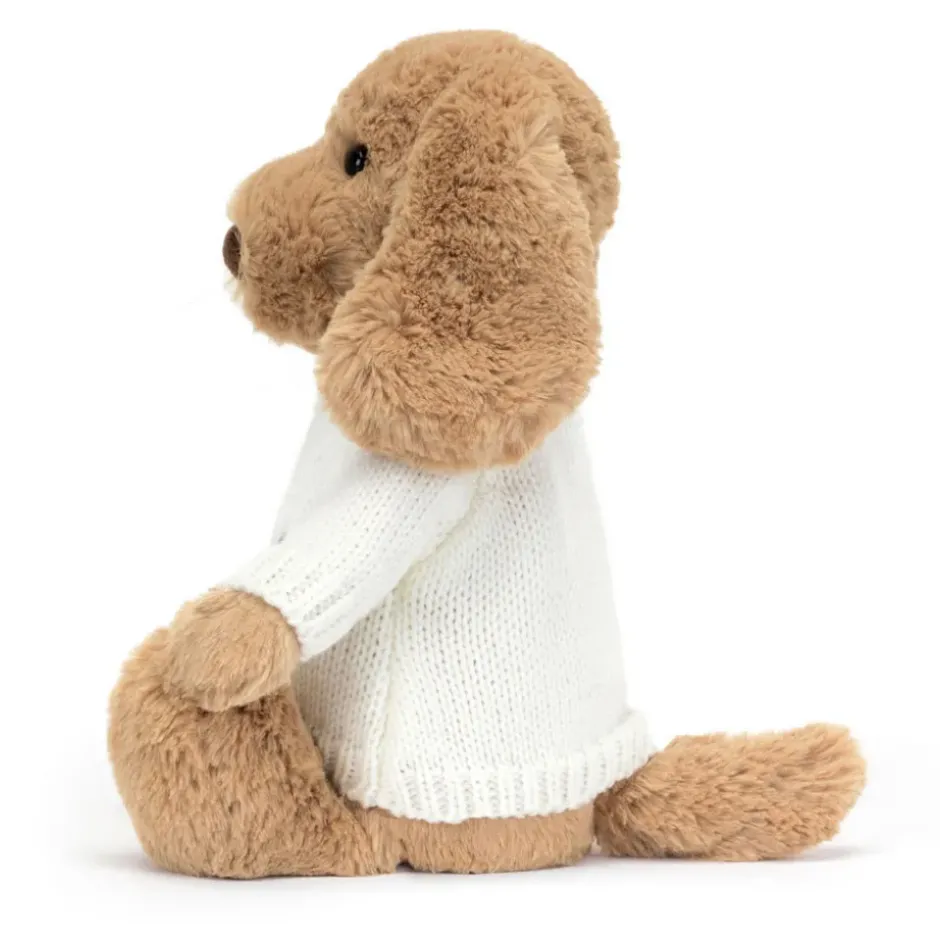 Bashful Toffee Puppy with Personalised Cream Jumper Outlet
