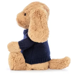Bashful Toffee Puppy with Personalised Navy Jumper Outlet