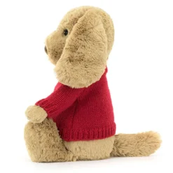 Bashful Toffee Puppy with Personalised Red Jumper Best