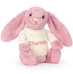 Bashful Tulip Pink Bunny with Personalised Cream Jumper Outlet