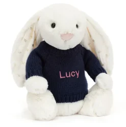 Bashful Twinkle Bunny with Personalised Navy Jumper Best