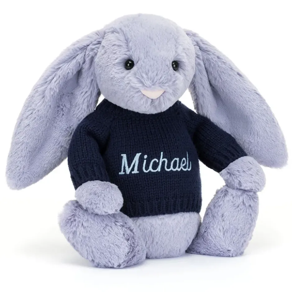 Bashful Viola Bunny with Personalised Navy Jumper Sale