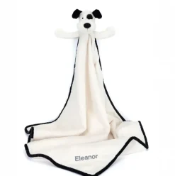 Personalised Bashful Black & Cream Puppy Blankie New