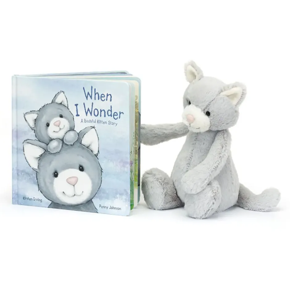 When I Wonder Book and Bashful Grey Kitty Medium Best